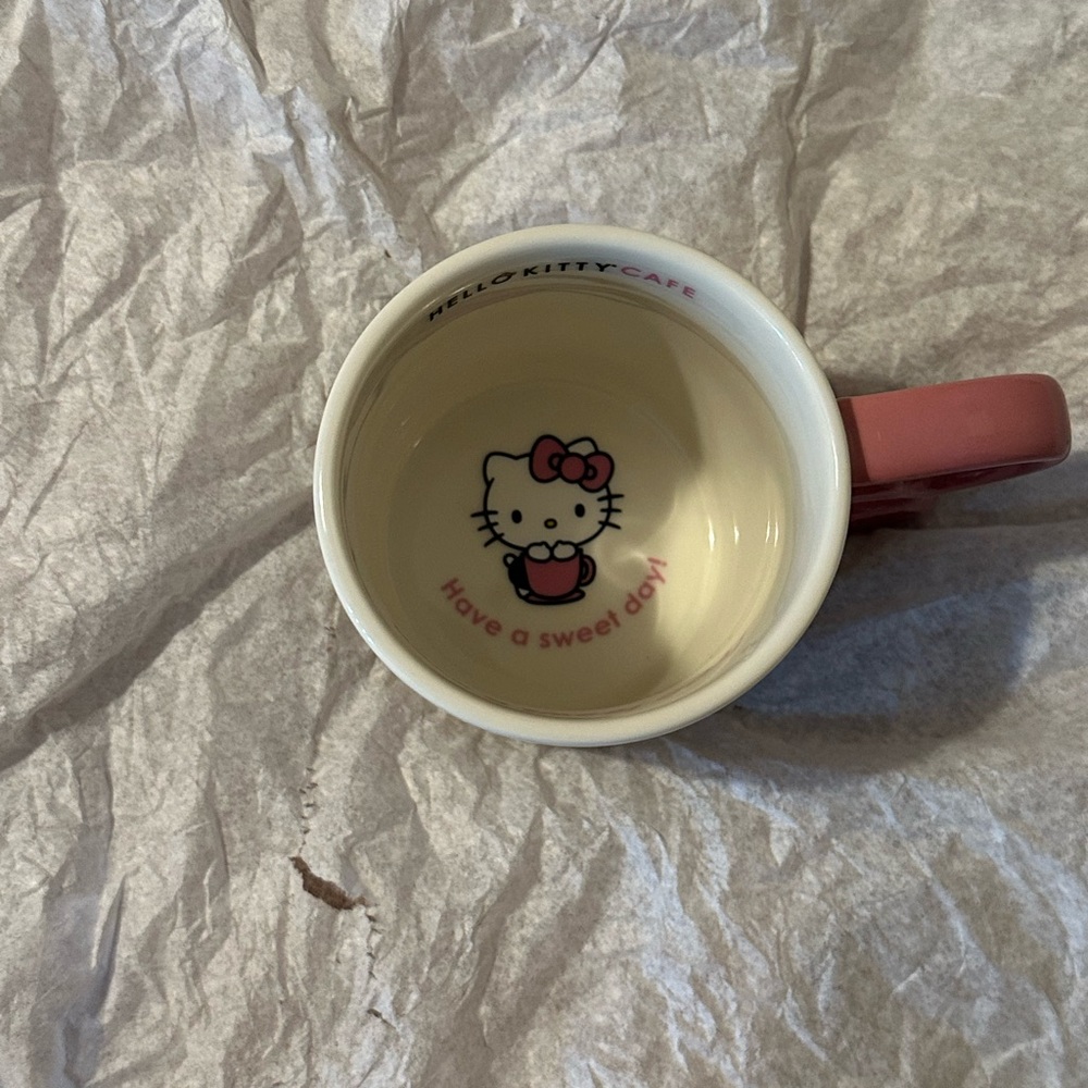 New official Hello Kitty Cafe Mug with Pink Handle and Gray Design - Picture 7 of 16